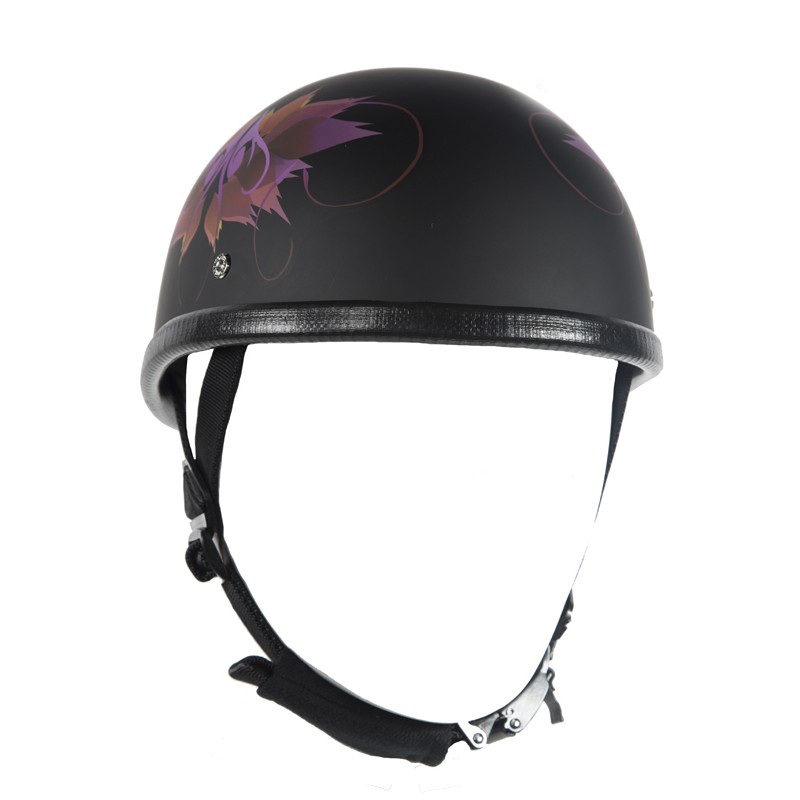 Flat Black Motorcycle Novelty Helmet With Fairy Design