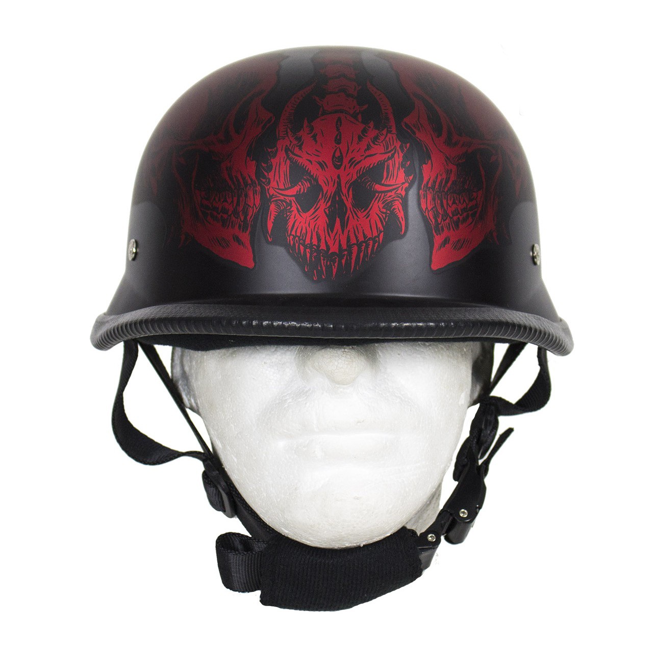 Matte Burgundy Novelty Helmet with Horned Skeletons