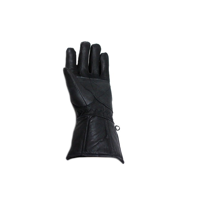 Leather Motorcycle Gauntlet Gloves With Concho