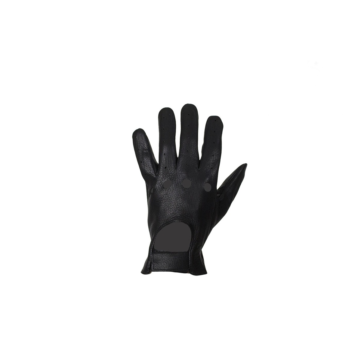Vented Black Deer Skin Leather Riding Gloves