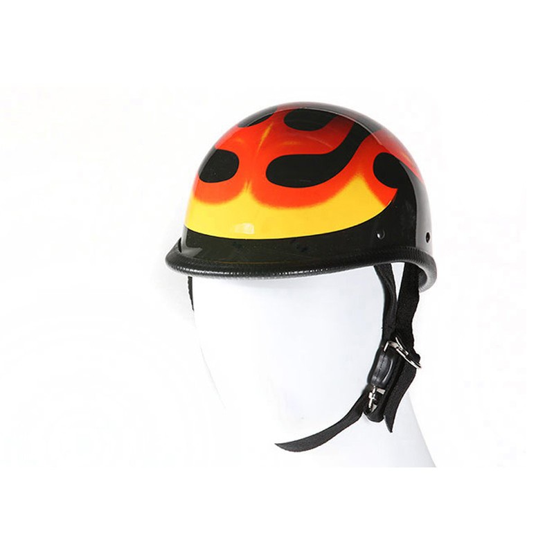 Jockey Shiny Novelty Helmet With Flame Graphic On Black Shell
