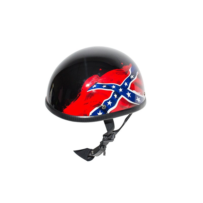 Shiny Black Rebel Flag Novelty Motorcycle Helmet