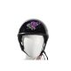 Women's Shiny Black DOT Approved Motorcycle Helmet With Purple Rose Design