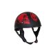 Flat Black DOT Helmet with Red Horned Skeletons