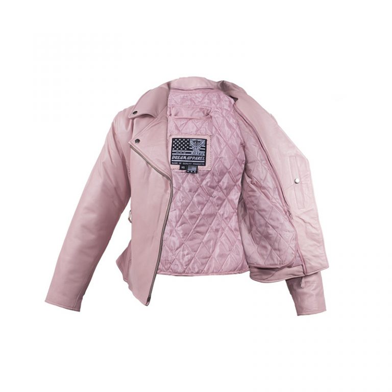 Womens Pink Top Grade Leather Motorcycle Jacket – BNLJ710-PINK – Bikers ...