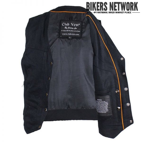 Women's Motorcycle Denim Vest With Gun Pockets - Lightweight Black Side Lace Vest, Concealed Carry