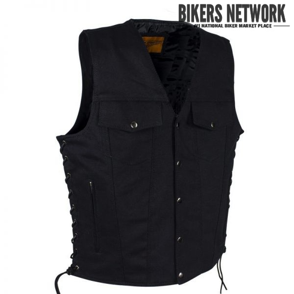 Mens Black Denim Motorcycle Club Vest – BNMV5050-BD – Bikers Network