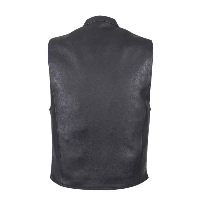 Mens Leather Motorcycle Club Style Vest – BNMV8001-11 – Bikers Network
